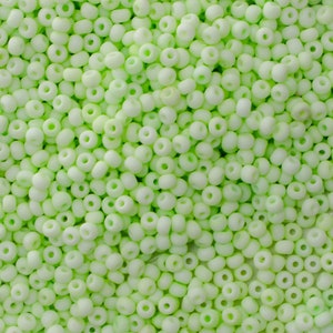 8/0 Opaque Light Green Glass Seed Beads - Qty 50g, Pastel Green Seed Beads, Frosted Spacer Beads, Small Beads DIY Jewelry, Beading Supplies