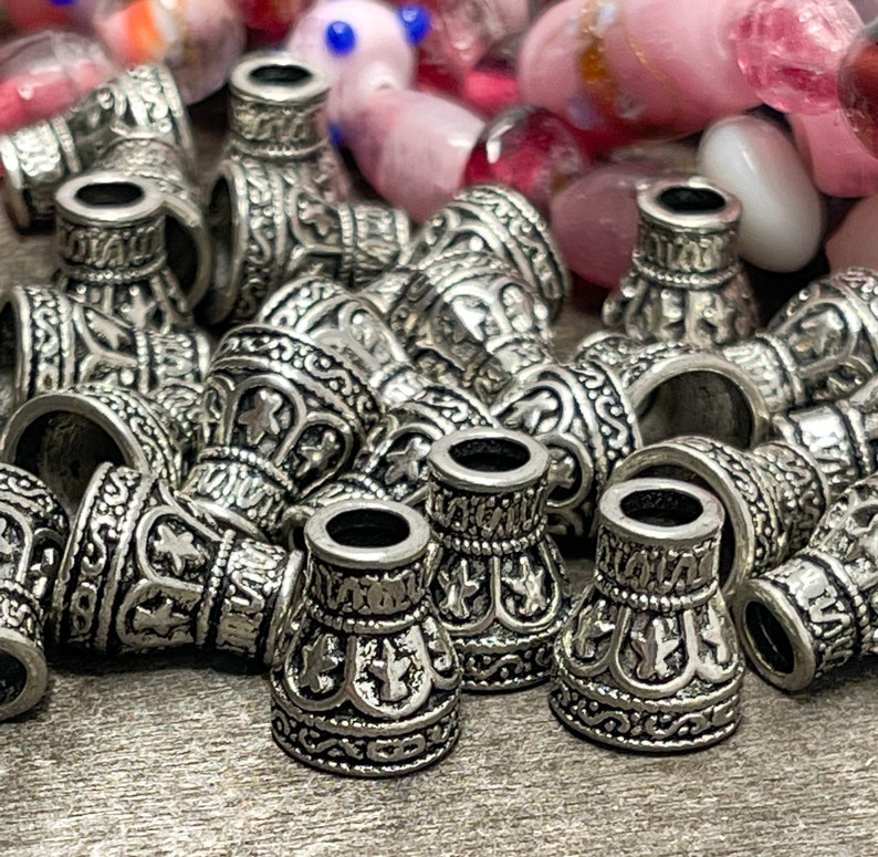 18 Antik Silber Metall ethnischen Stil Perlenkappen Bild 2