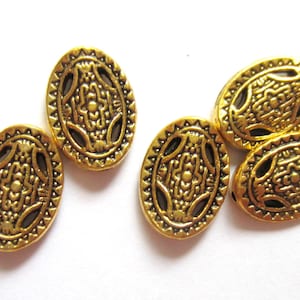 18 Gold Beads antiqued gold jewelry making supply 13mm x 10mm