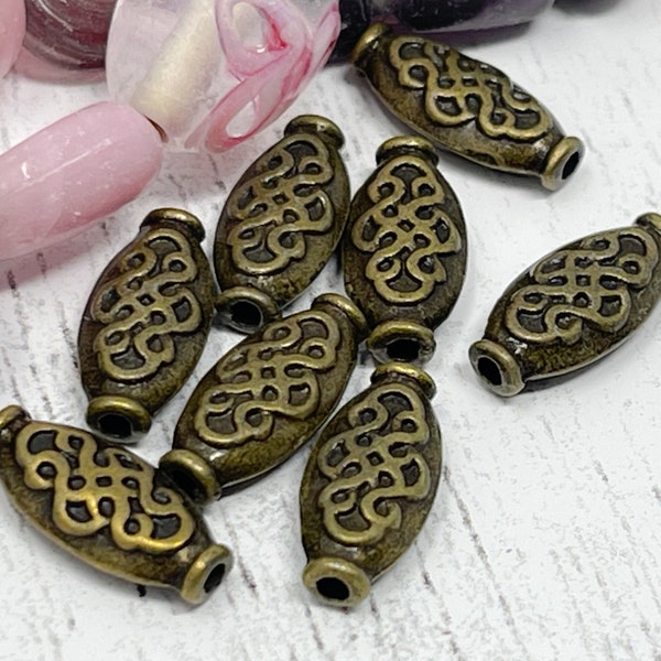 24 Antique Bronze Celtic Oval Metal Spacer Beads, 15mm