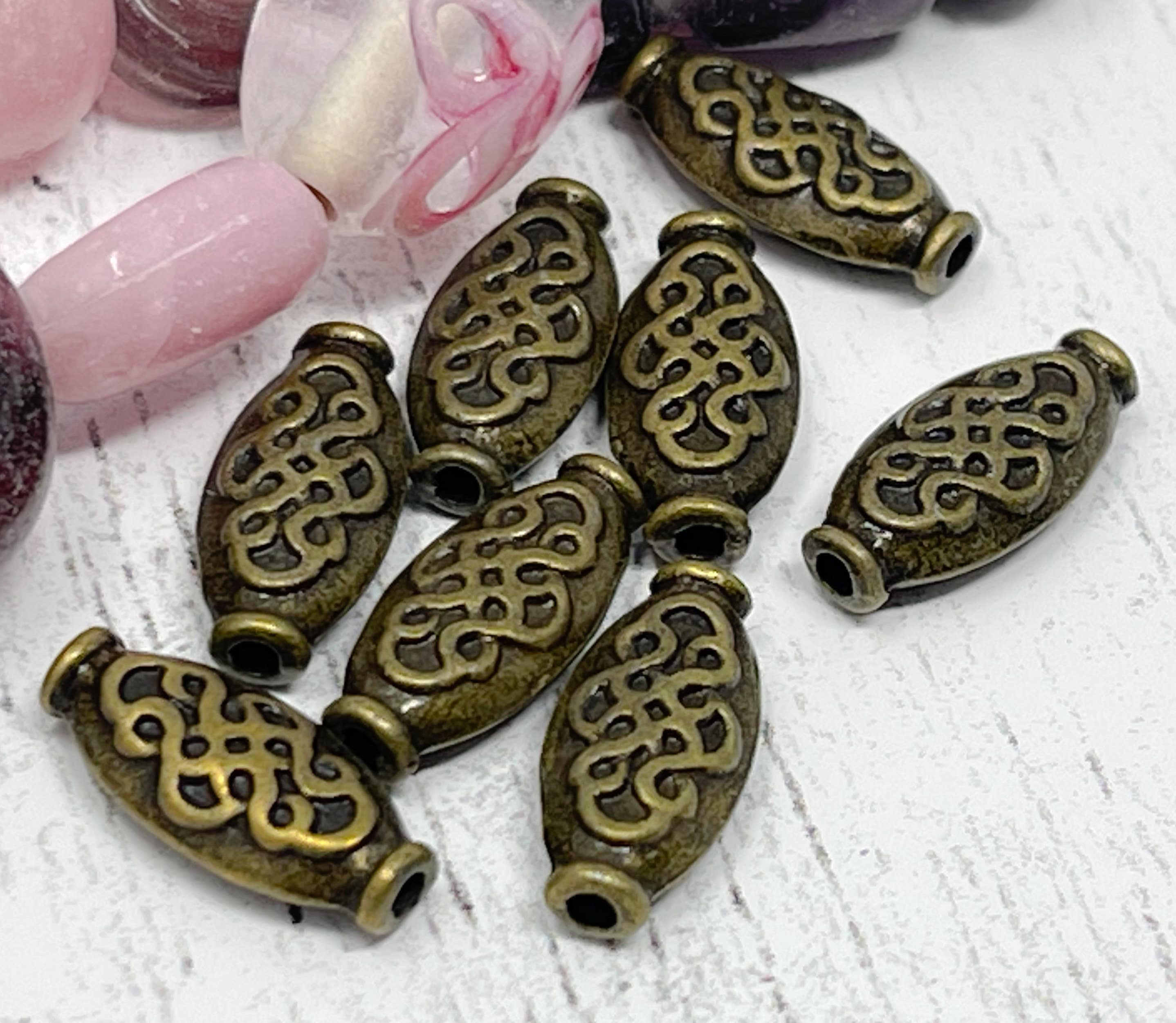 24 Antique Bronze Celtic Oval Metal Spacer Beads, 15mm