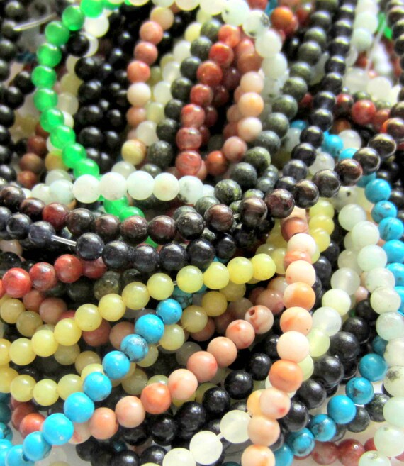 65 Assorted Gemstone Beads 4mm natural organic earth colors Etsy