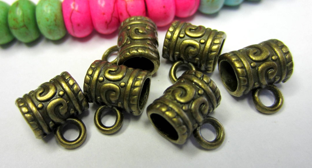 24 Bronze Charm Hangers Large Hole Bead Pendant Hangers Bead Hanger 7mm