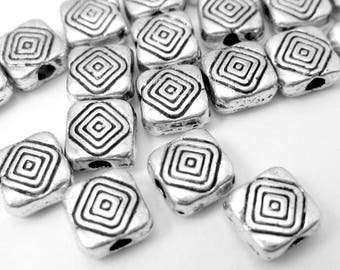 30 square Silver Spacer Beads 8mm