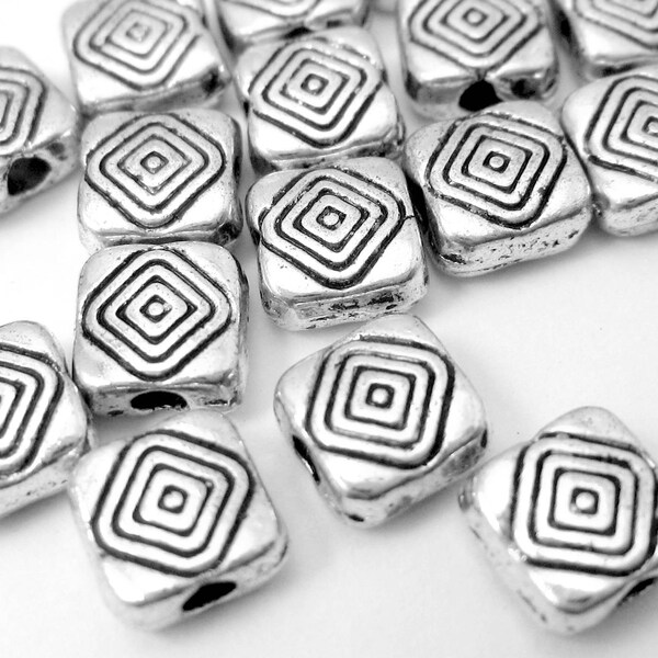 30 square Silver Spacer Beads 8mm