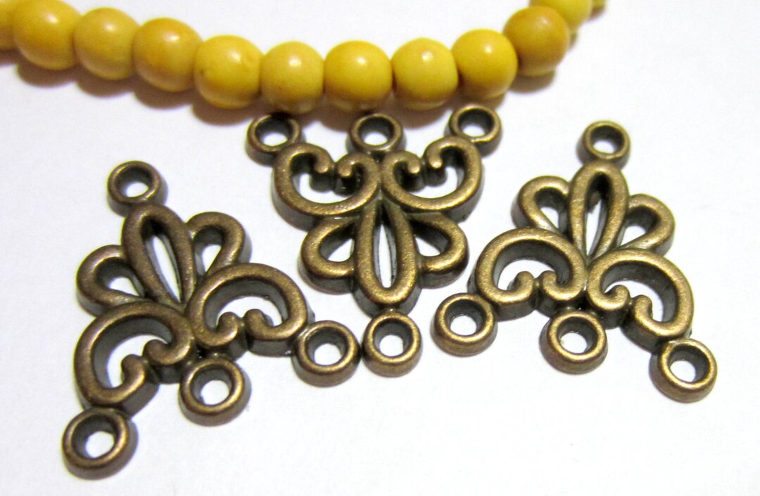 24 Jewelry Connectors Antique Bronze Jewelry Findings Earring Etsy