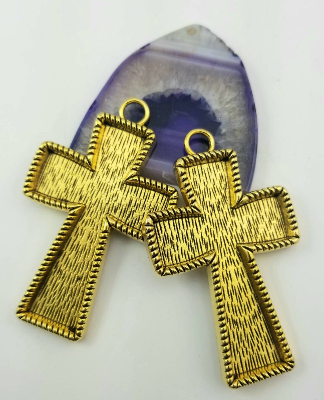 2 Gold Cross Pendant Tray Mosaic Bezel Cross Resin Tray 70mm X Etsy