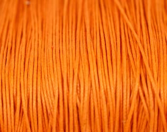 Orange Waxed Cotton Cord, 1mm Jewelry Cord, Macrame String, Braided Bracelet Cord, Vibrant Craft Supply, Qty: 5, 15 or 25 Yards