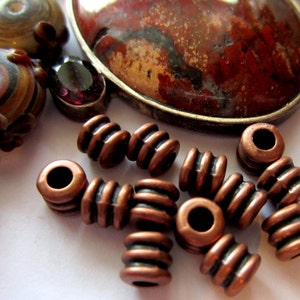 30 Copper beads spiral spacers jewelry making supply 4mm x 4mm beads