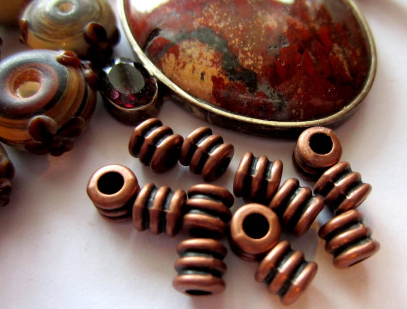 30 Copper Beads Spiral Spacers Jewelry Making Supply 4mm X 4mm Etsy