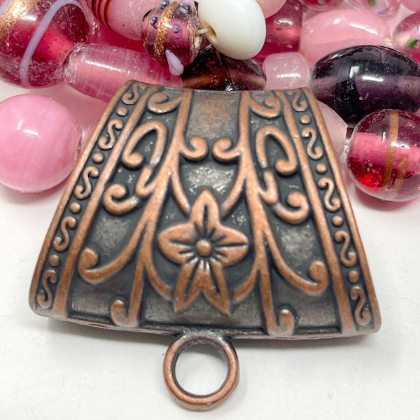 1 Large Copper Pendant Bail Hangers, Large Bail Beads, Scarf Pendants