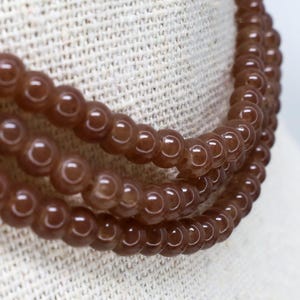 Glass Beads coffee frosted sea glass style brown 4mm beadwork jewelry supplies Qty 70