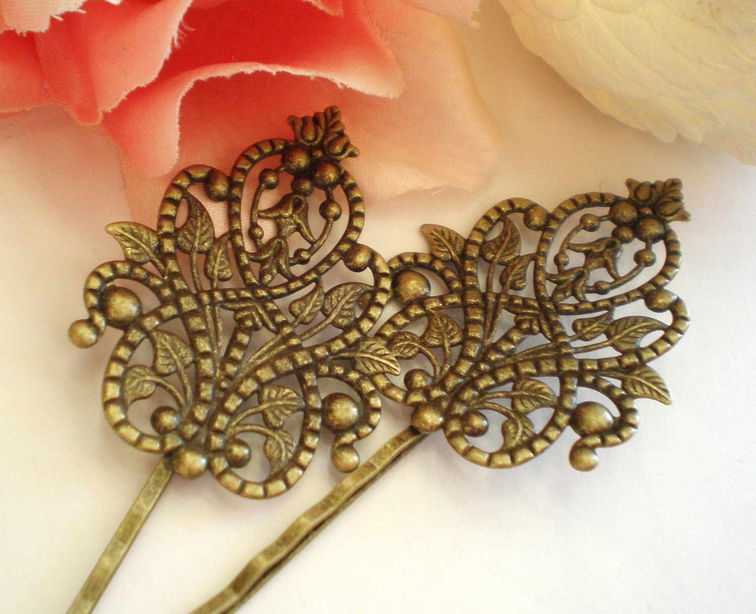 Bobby Pin Blanks Antique Bronze Filigree Bobby Pins Hair Pins Etsy