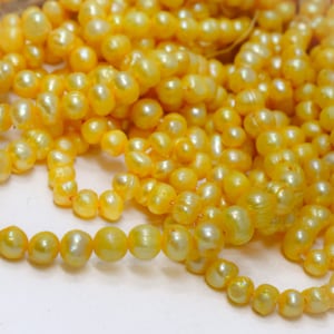 Goldenrod Yellow Grade A Pear Beads, Polished Pearl Beads, Dyed Yellow Pearls, Qty 1 Strand