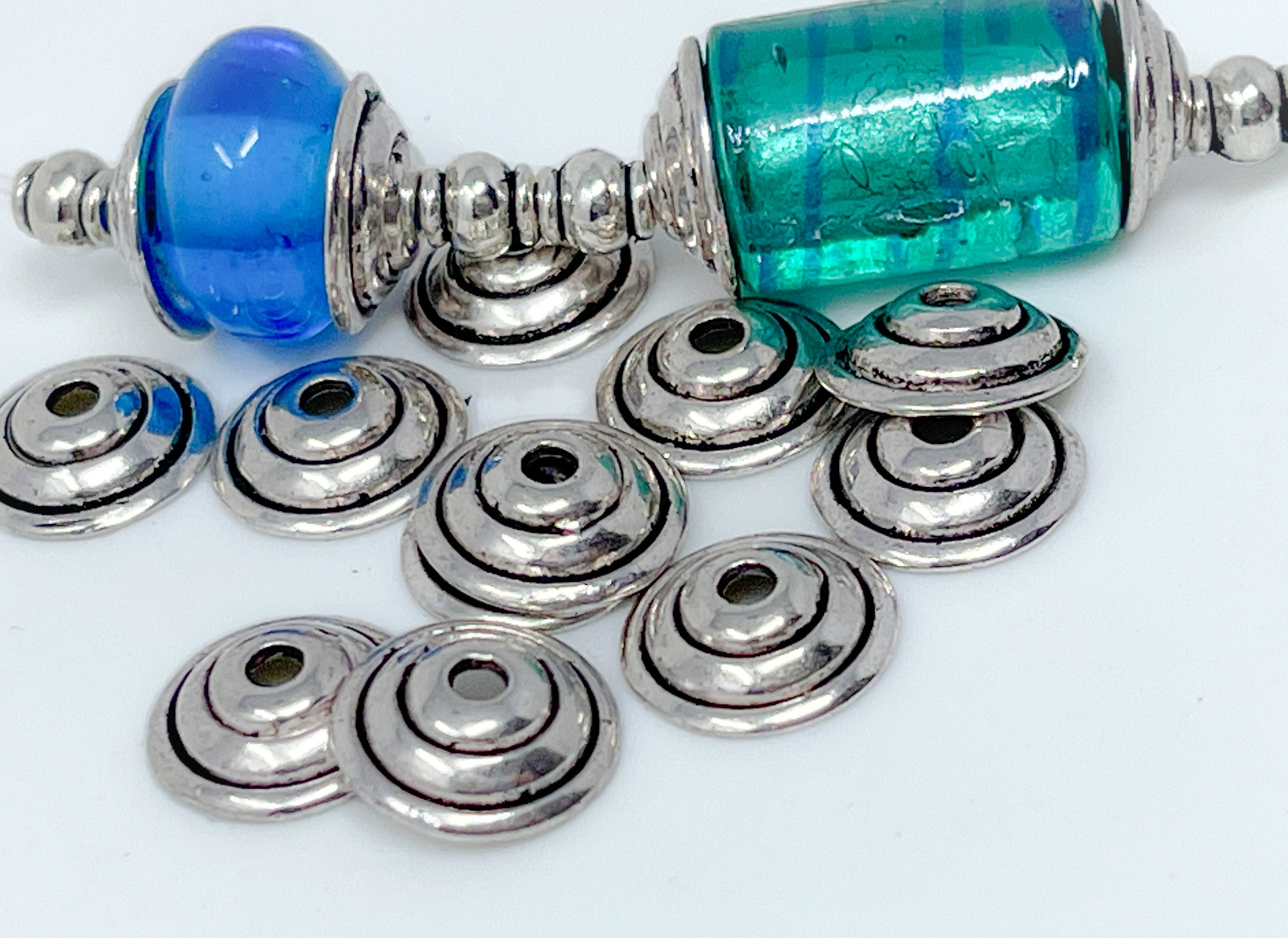 30 silver bead caps metal jewelry craft bead caps 11mm x 3mm Etsy