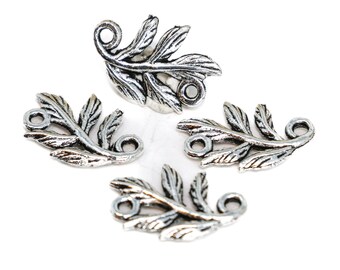 Charms connecteurs feuille d'argent, inspirés de la nature