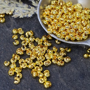 100 Bright Gold Crimp Cover, Jewelry Making, Jewelry Findings, Gold Bead Covers, 3mm or 4mm