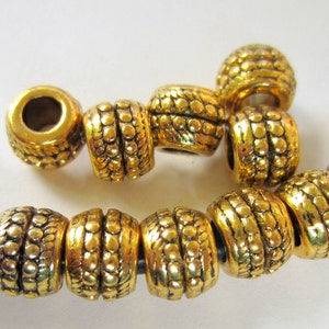 24 Large hole beads antique gold beads gold metal spacer beads jewelry supply 9mm x 7mm x 4mm