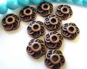 28 Antique copper swirl Bead caps 10mm jewelry making supplies 9080