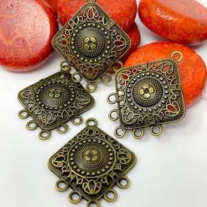 6 Earring dangles jewelry connectors antique bronze earring dangles 34mm 27mm 3mm
