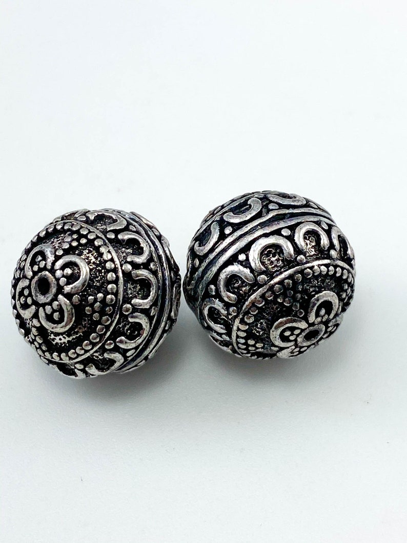 2 Large Silver Beads Spacers Metal Jewelry Making Supplies Etsy