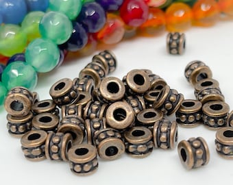 Perline distanziatrici in metallo per gioielli in rame antico, larghezza 6 mm x profondità 5 mm x foro 2 mm, quantità 24