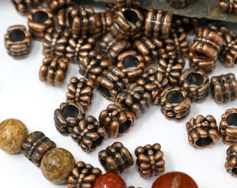 Kupfer Bali Style Tube Spacer Perlen, Großloch Perlen für Armbänder, Halsketten Qty 24