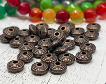 Round flat copper beads spacers focal beads jewelry supply 8mm x 4mm Qty 24