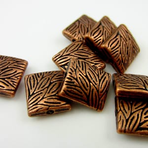 24 Antique red copper spacer beads rectangle 10mm x 9mm organic design