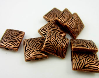 24 Antique red copper spacer beads rectangle 10mm x 9mm organic design