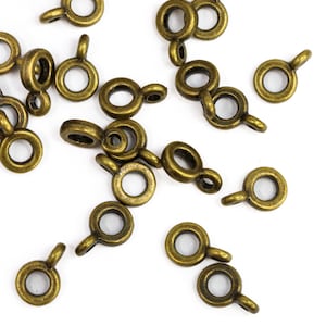 Antique Bronze Bead Hangers, 6.5mm Jewelry Charm Connectors, Spacer Beads with Loop for Pendants or Dangles image 3