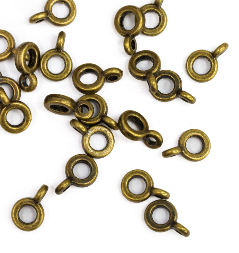 Antique Bronze Bead Hangers, 6.5mm Jewelry Charm Connectors, Spacer Beads with Loop for Pendants or Dangles image 3