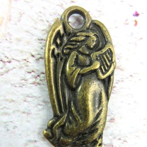 Antique Bronze Angel Charms, 22mm Alloy Pendants for Bracelets Necklaces Keychains and Holiday Jewelry, Lead Nickel Free, Qty: 10