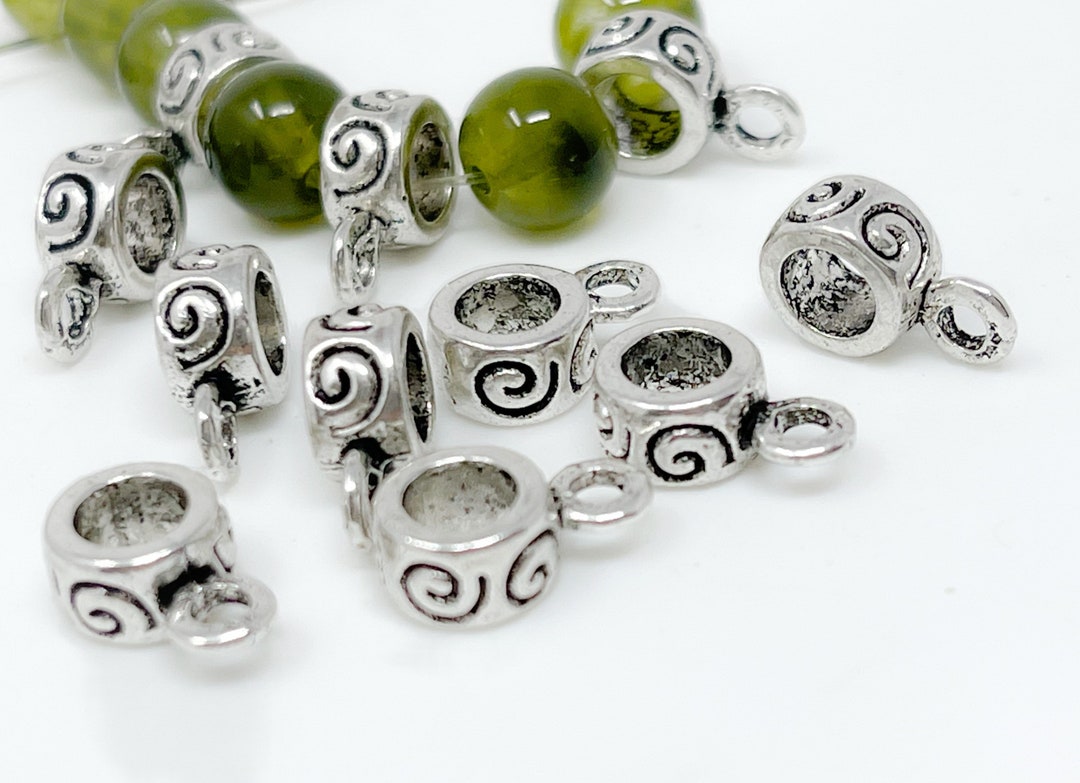 24 Antique Silver Hangers Charm Hangers Jewelry Making Supplies Pendant