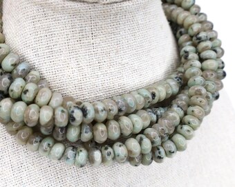 Emerald Jasper Rondelle Beads, 8x5mm Natural Stone Beads, Earthy Green Jasper for Grounding Jewelry, Necklace or Bracelet Beads, 1 Strand