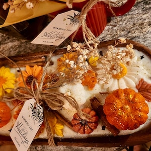 Pumpkin Dough Bowl Candle: Hand Carved Wooden Thanksgiving Centerpiece