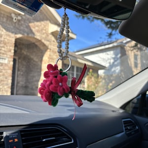 Keychain Bag Charm/Pipe Cleaner Flower/Keychain Velvet Flower/Car Mirror Charm