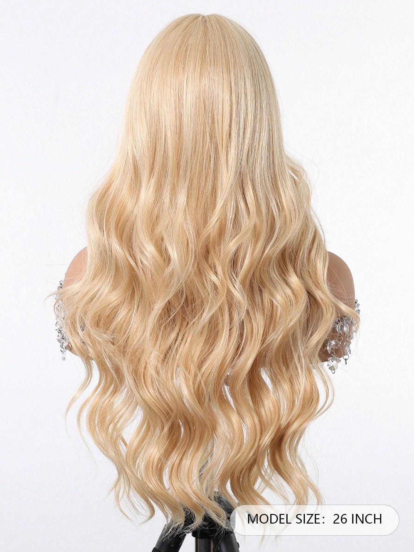 26”Golden Blonde Wig Natural Curly  Heat Resistant 26 Inch Golden Blonde Wavy Wig: Heat-resistant Synthetic  main image 2
