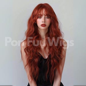 26 Inch Ginger Wigs, Orange Wigs, Woman  Wigs, Long Wigs, Wavy Wigs, Synthetic Wigs, Woman Hair, Ginger Hair, Daily Wigs, Cosplay Wigs