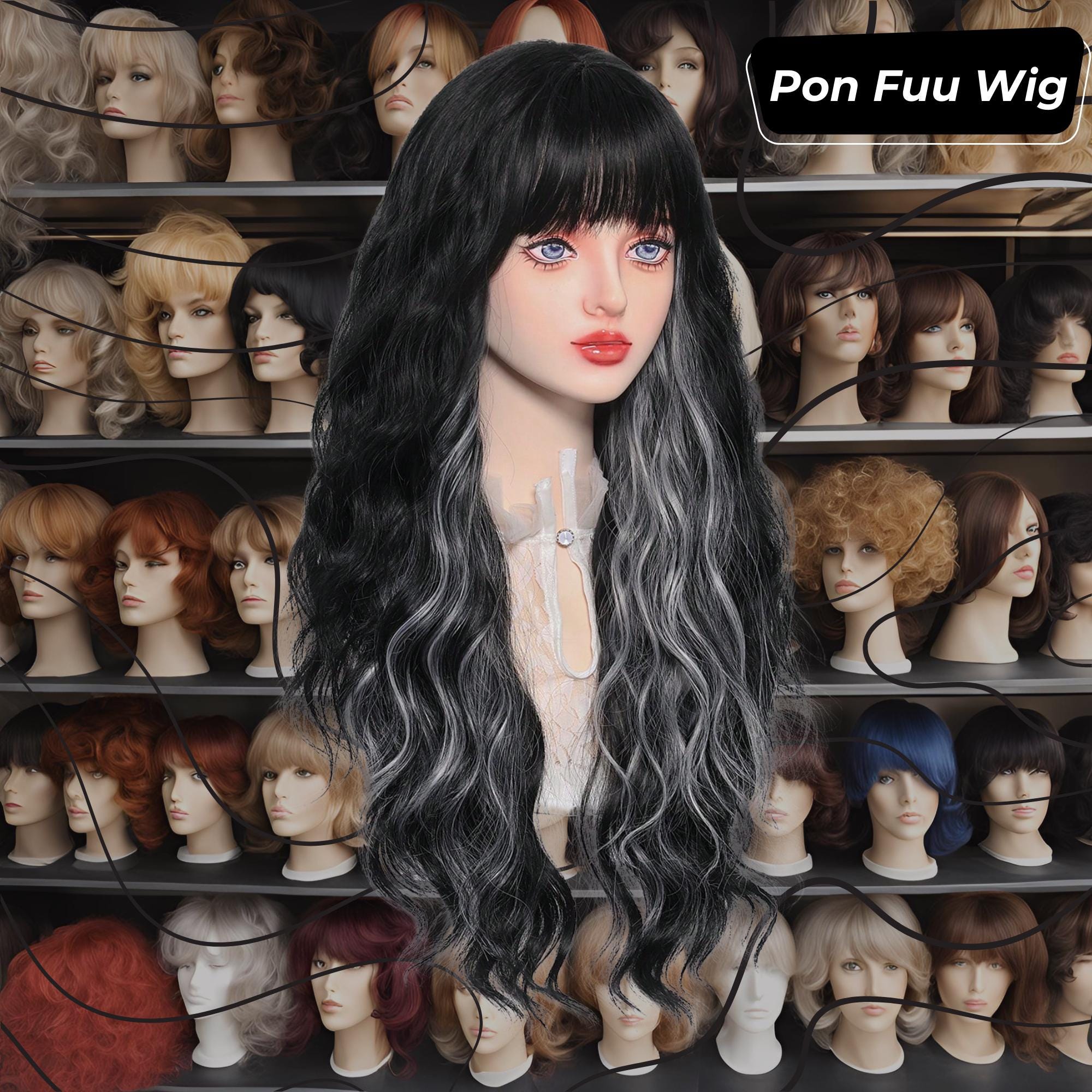Ombre Black Gray Wig 28 inches S1fe002694ad74559b8aee87df5e60  main image 2