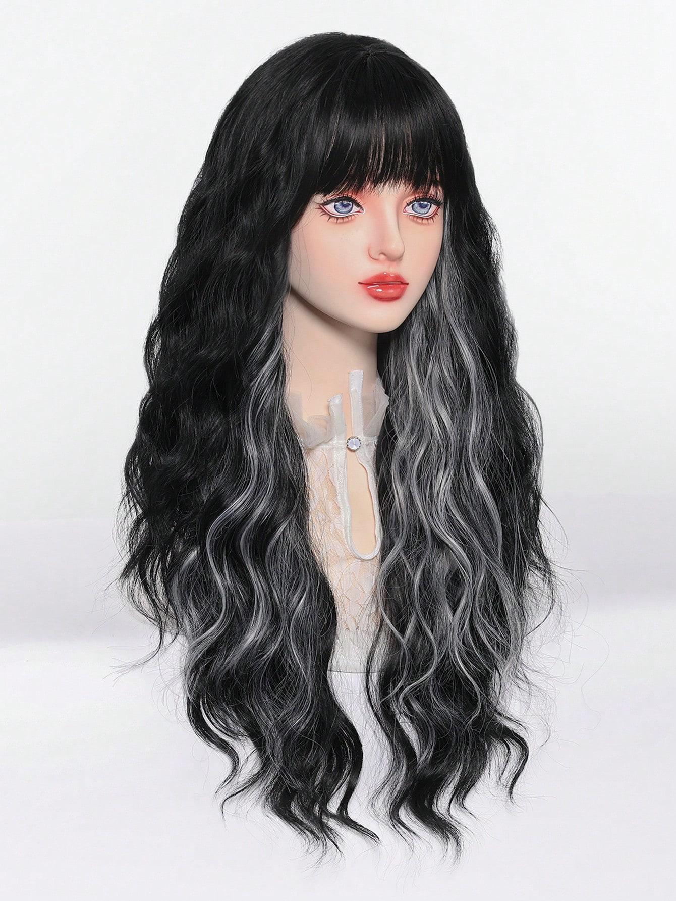 28 Inch Black & Gray Ombre Wig: Long Wavy Heat-resistant  display picture 3