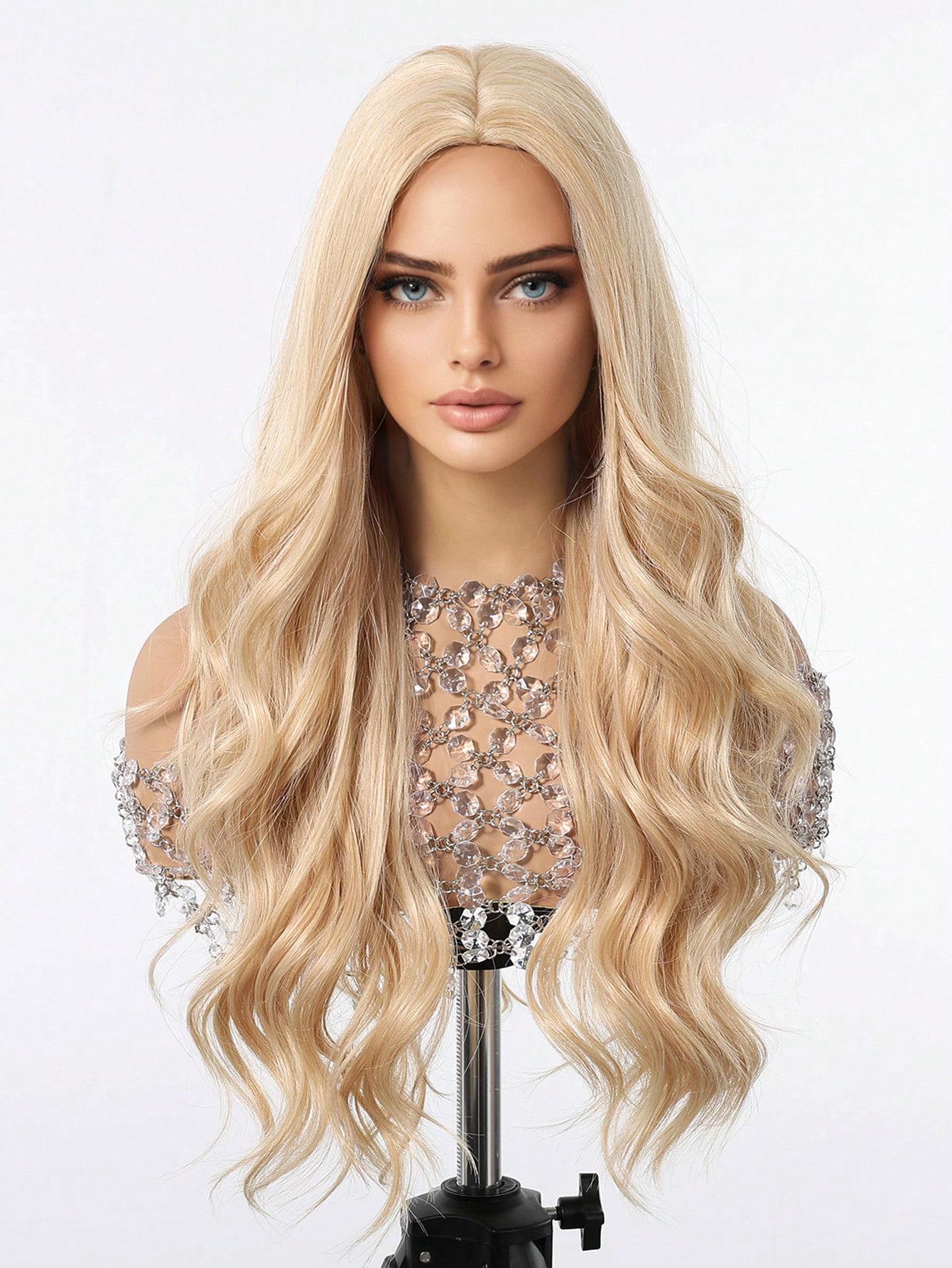 26 Inch Golden Blonde Wavy Wig: Heat-resistant Synthetic 