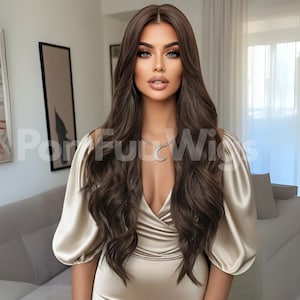 34 Inch Long Brown Wig, Long Wig, Brown Wig, Curly Wig, Wave Wig, Heat Resistant  Wig, Synthetic Wig, Long Brown Wig, Natural Wig, Wigs