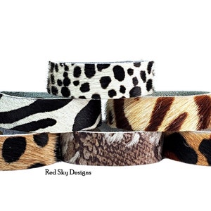 Animal Print 1 Cowhide Bracelet SINGLE Choose Acid Wash/Animal Print Cowhide, Design Your Cowhide Cuff for Your One Of A Kind Cuff image 3