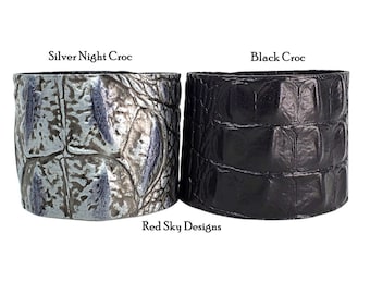 Reptile Embossed Leather Cuffs - 2" Width PACK OF 5 - Custom Jewelry Design Supplies in Unique Gator, Croc, Lizard, Snake and Cow Prints