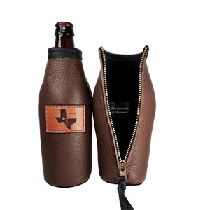Custom Leather Beer Bottle Holder: Personalized Beverage Coolie