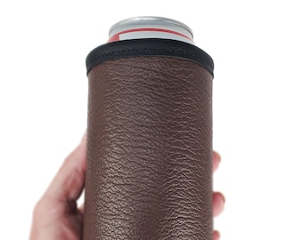 Leather Beer Coolie, 16 oz Drink Holder, Leather Tall Boy, Leather Water Bottle Holder, Unique Beer Gift, Leather Holder for 16 oz Drinks