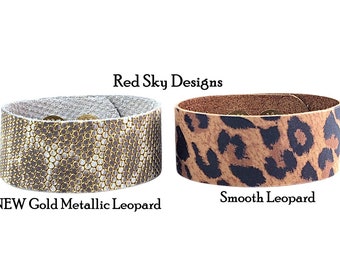 Thin Leather Bracelet Supply - 1" Width - Pack of 5- Embossed Leather Supply, Unisex Jewelry, Animal Print, Reptile Print Leather Blanks