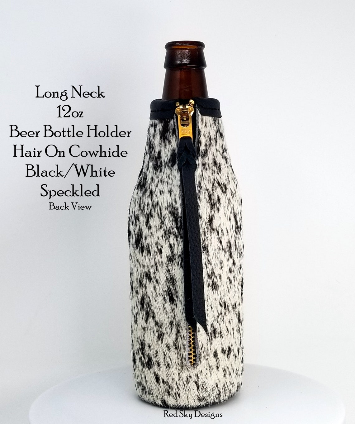 CUSTOM Cowhide Beer Bottle Holder Laser Engraved Leather Etsy