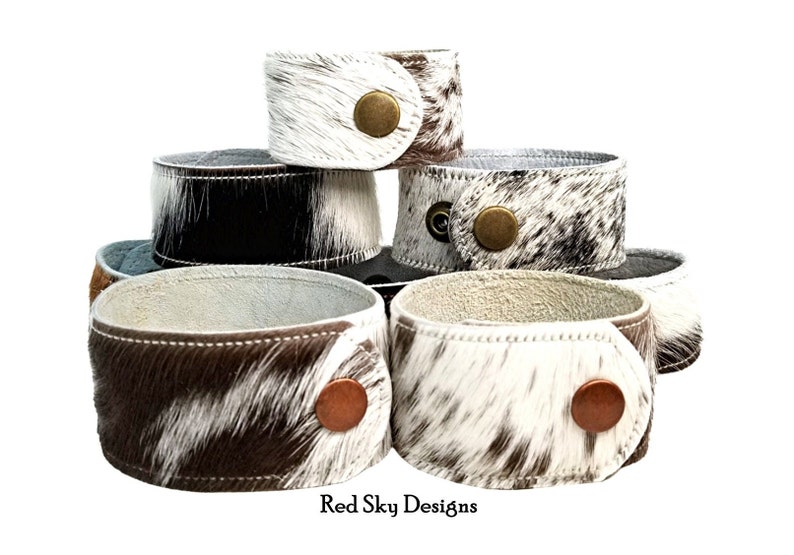 Cowhide Bracelet 1 1/2 SINGLE Cuff Choose Natural Hair On Cowhide Cuff, Design Your Cowhide Cuff for Your One Of A Kind Cowhide Jewelry image 6